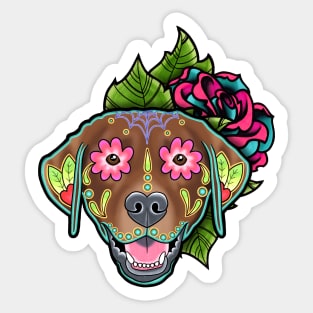 Labrador Retriever in Chocolate - Day of the Dead Sugar Skull Dog Sticker